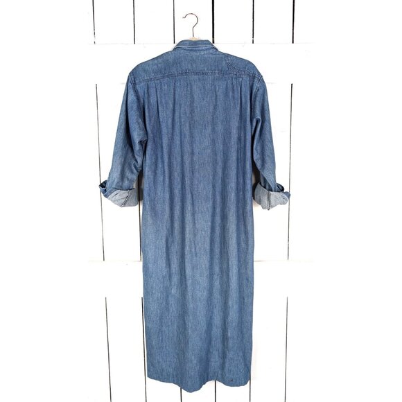 Vintage Ralph Lauren blue jean denim fitted long cardigan dress jacket - Picture 7 of 7